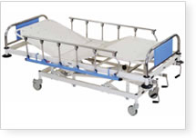 MW - 07 (C): ICU BED FIXED HEIGHT WITH NEW DESIGN COLLAPSIBLE SIDE RAILINGS 